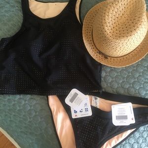 Fabletics Black w/ Nude Underlay Swimsuit